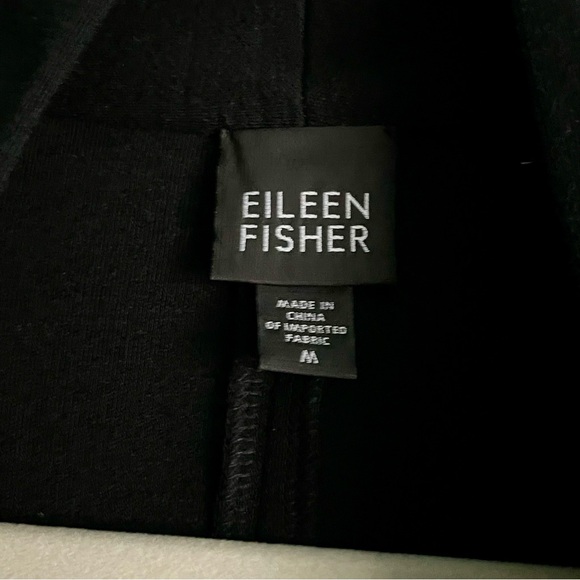 Eileen Fisher Vintage Wool Jersey A-line V-Neck Midi Dress in Black Size M EUC - Picture 3 of 11